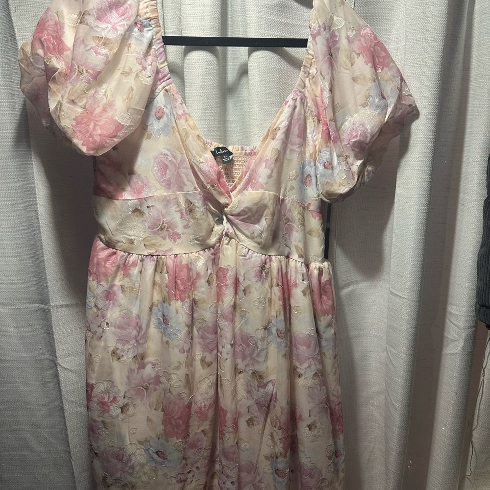 Lulu's Pink and Cream Floral Dress